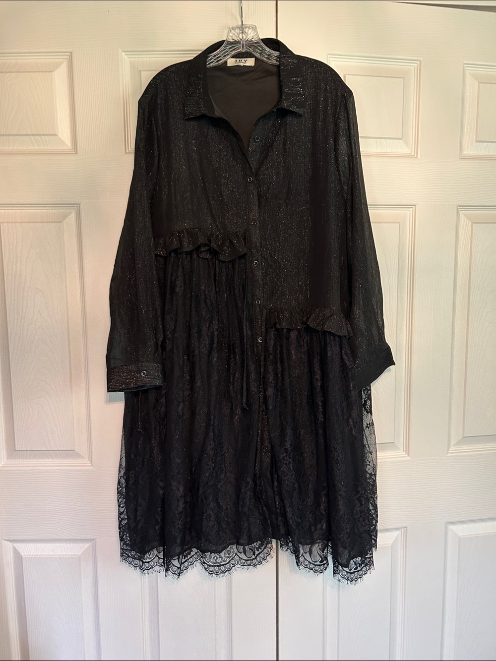 Black Button-Front Women's Top